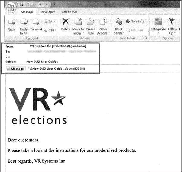 Figure 1-5: A spearphishing email targeting an election worker